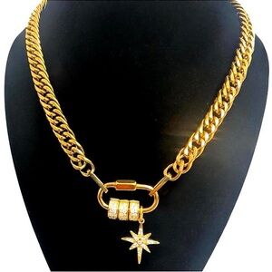 ✨ Alana J| Luxe Gold Cuban Lock
Necklace 18K Plated Statement Piece✨